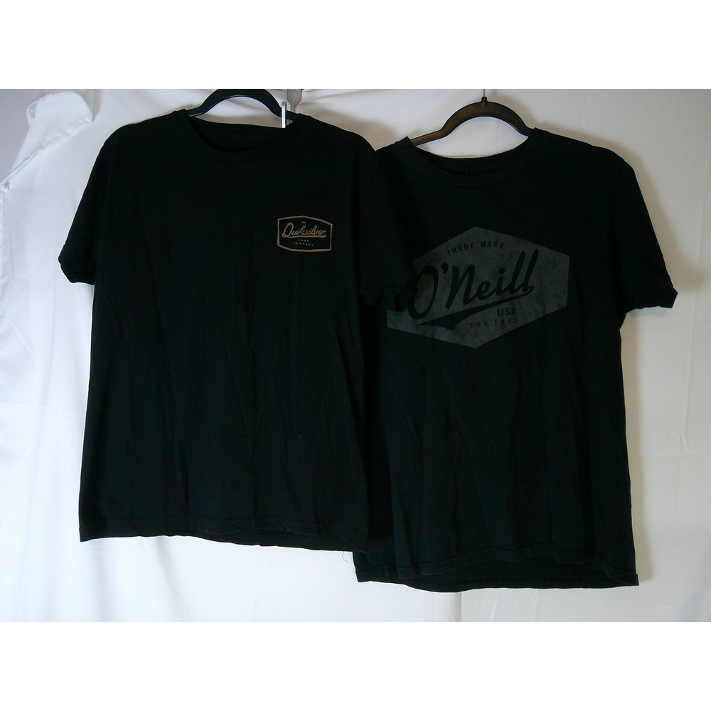 Mens Quiksilver and O'Neill Graphic T-Shirts Black 2-Pack Size Medium Reg Fit